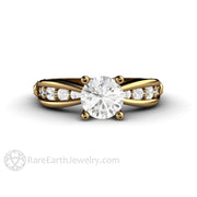 Euro Shank Forever One Moissanite Solitaire Engagement Ring 18K Yellow Gold - Rare Earth Jewelry