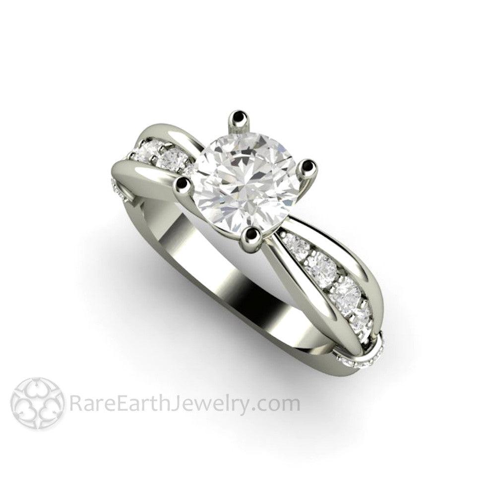 Moissanite 1ct Solitaire Engagement Ring Euro Shank - Rare Earth Jewelry