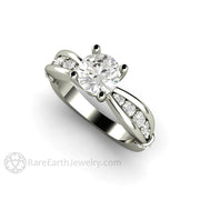 Euro Shank Forever One Moissanite Solitaire Engagement Ring 18K White Gold - Rare Earth Jewelry