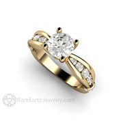 Euro Shank Forever One Moissanite Solitaire Engagement Ring 14K Yellow Gold - Rare Earth Jewelry