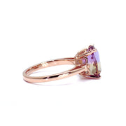 Fleur de Lis Ametrine Ring Cushion Cut Bi-Color Gemstone 14K Rose Gold - Rare Earth Jewelry
