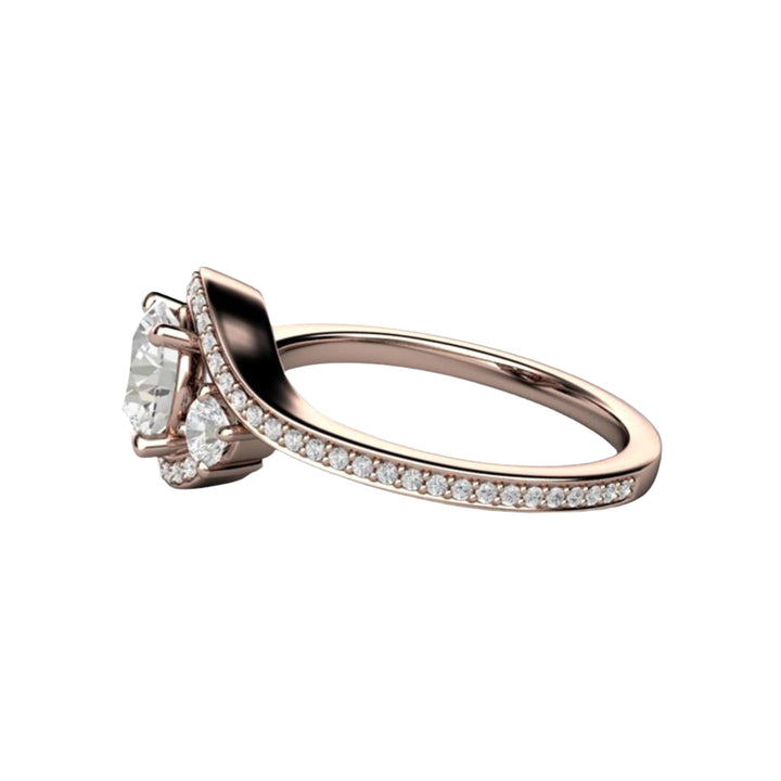 1ct Forever One Moissanite Engagement Ring 3 Stone, Side View