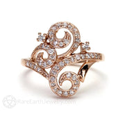 Georgian Diamond Ring Antique Style Engagement or Right Hand Ring 18K Rose Gold - Rare Earth Jewelry