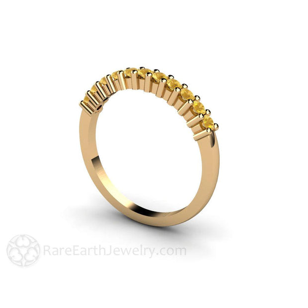 Golden Yellow Citrine Ring or November Birthstone Band Stackable 14K Yellow Gold - Rare Earth Jewelry