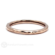 Hammered Wedding Ring or Stackable Band 14K Rose Gold - Rare Earth Jewelry