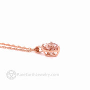 Heart Cut Morganite Necklace in 14K Gold Peach Pink Pendant 14K Rose Gold - Rare Earth Jewelry