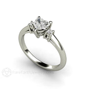 Heart Diamond 3 Stone Engagement Ring or Promise Ring Platinum - Rare Earth Jewelry