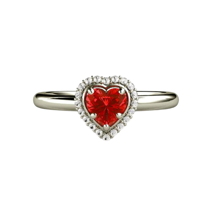 Heart Shaped Red Sapphire Ring, Promise or Engagement RIng in 14K or 18K Gold | Rare Earth Jewelry