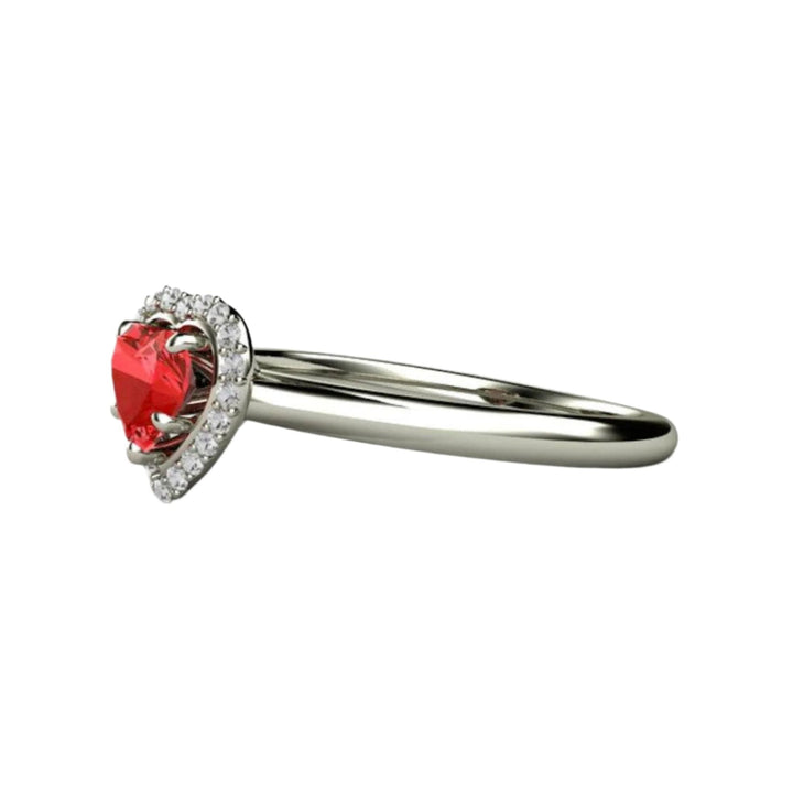 Side View Heart Shaped Red Sapphire Ring, Promise or Engagement Ring | Rare Earth Jewelry
