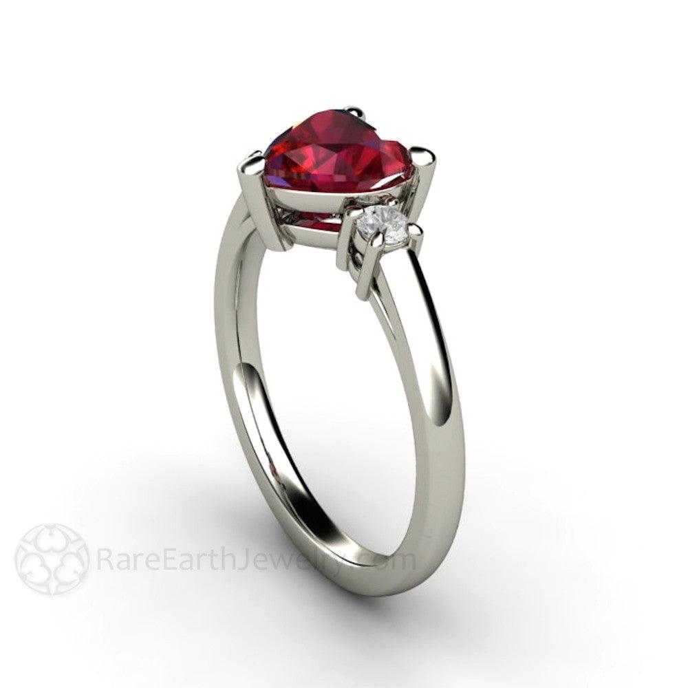 Heart Shaped Ruby Ring Engagement or Promise Ring - Rare Earth Jewelry