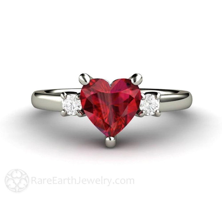 Heart Shaped Ruby Ring Engagement or Promise Ring - Rare Earth Jewelry