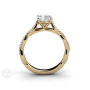 Infinity Design Moissanite Engagement Ring Solitaire with Criss Cross Band 14K Yellow Gold - Engagement Only - Rare Earth Jewelry