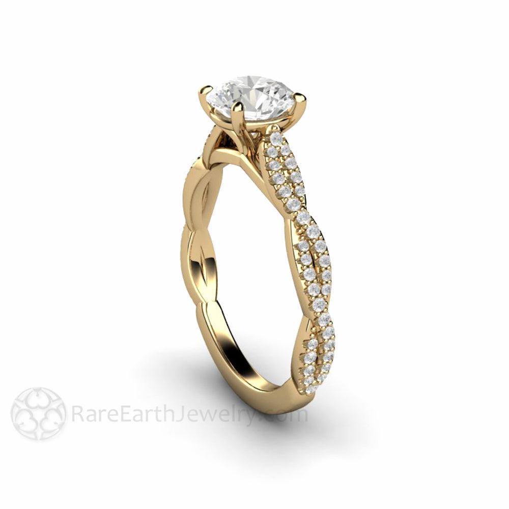 1ct Moissanite Engagement Ring Infinity Design Solitaire with Criss Cross Band - Rare Earth Jewelry