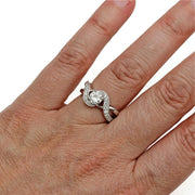 Infinity Engagement Ring Moissanite Solitaire 18K White Gold - Rare Earth Jewelry