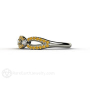 Infinity Yellow Diamond Wedding Ring Anniversary Band 18K White Gold - Rare Earth Jewelry