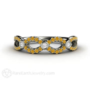 Infinity Yellow Diamond Wedding Ring Anniversary Band 14K White Gold - Rare Earth Jewelry