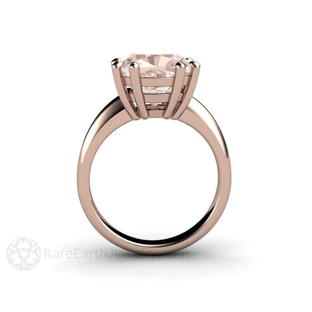 Large Cushion Morganite Ring 8 Prong Solitaire 18K Rose Gold - Rare Earth Jewelry