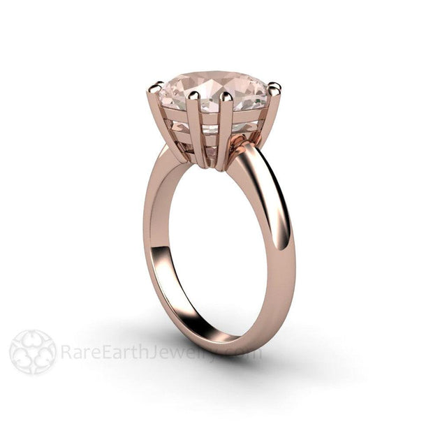 Large Cushion Morganite Ring 8 Prong Solitaire 18K Rose Gold - Rare Earth Jewelry