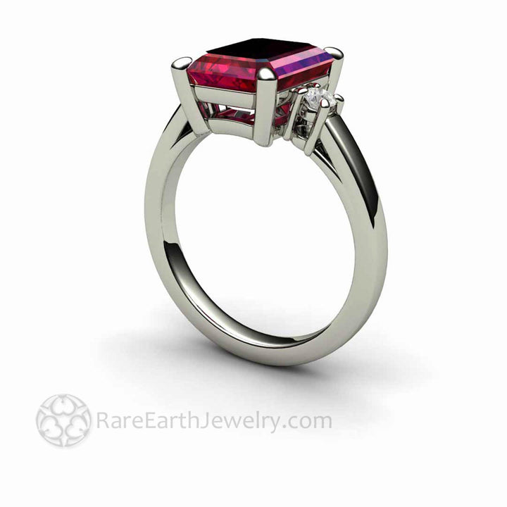 4ct Emerald Cut Ruby Ring - Lab Created Ruby Engagement Ring - Rare Earth Jewelry