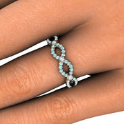 Light Blue Diamond Infinity Wedding Ring Anniversary Band Platinum - Rare Earth Jewelry