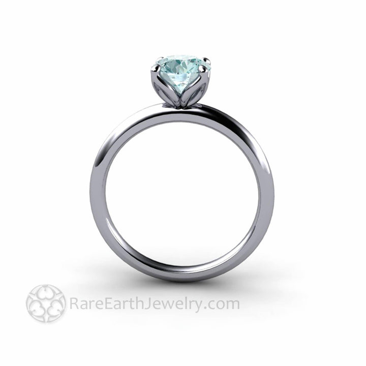 Aquamarine Petal Shaped Solitaire Engagement Ring Floral Design - Rare Earth Jewelry