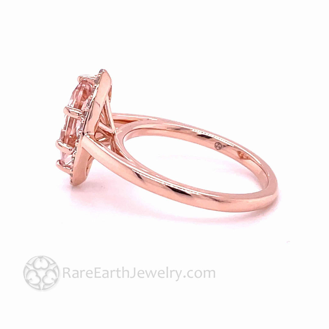 Morganite Marquise Cut Halo Engagement Ring - Rare Earth Jewelry