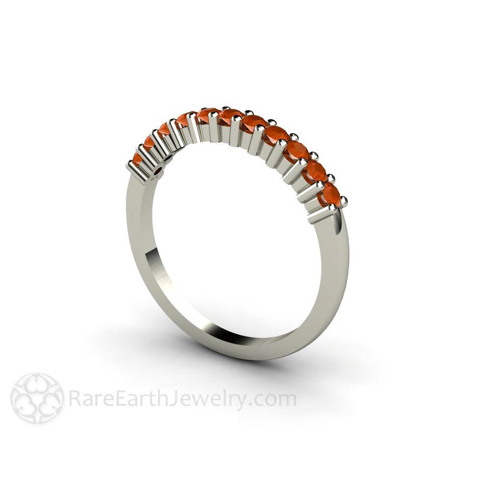 Mexican Fire Opal Ring Orange Gemstone Stackable Band - Rare Earth Jewelry