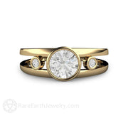 Moissanite Wedding Anniversary Ring 1ct Diamond Alternative 3 Stone Rare Earth Jewelry