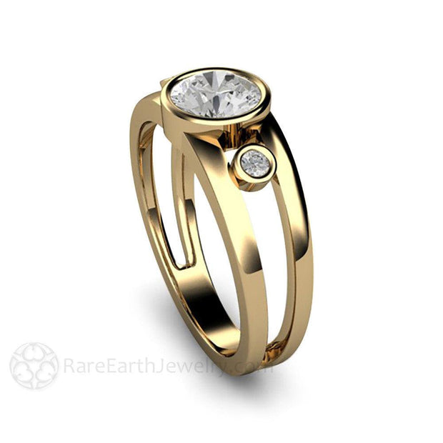 Rare Earth Jewelry Forever One Moissanite 3 Stone Bezel Ring 1ct Bridal