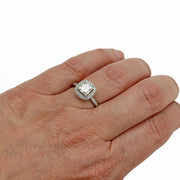Moissanite Engagement Ring Cushion Cut Forever One with Diamond Halo Palladium - Rare Earth Jewelry
