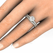 Moissanite Solitaire Engagement Ring 1ct Round Dainty Four Prong with Claw Prongs - Rare Earth Jewelry
