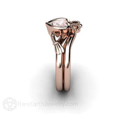 Morganite Claddagh Ring Irish Engagement or Promise Ring 14K Rose Gold - Wedding Set - Rare Earth Jewelry