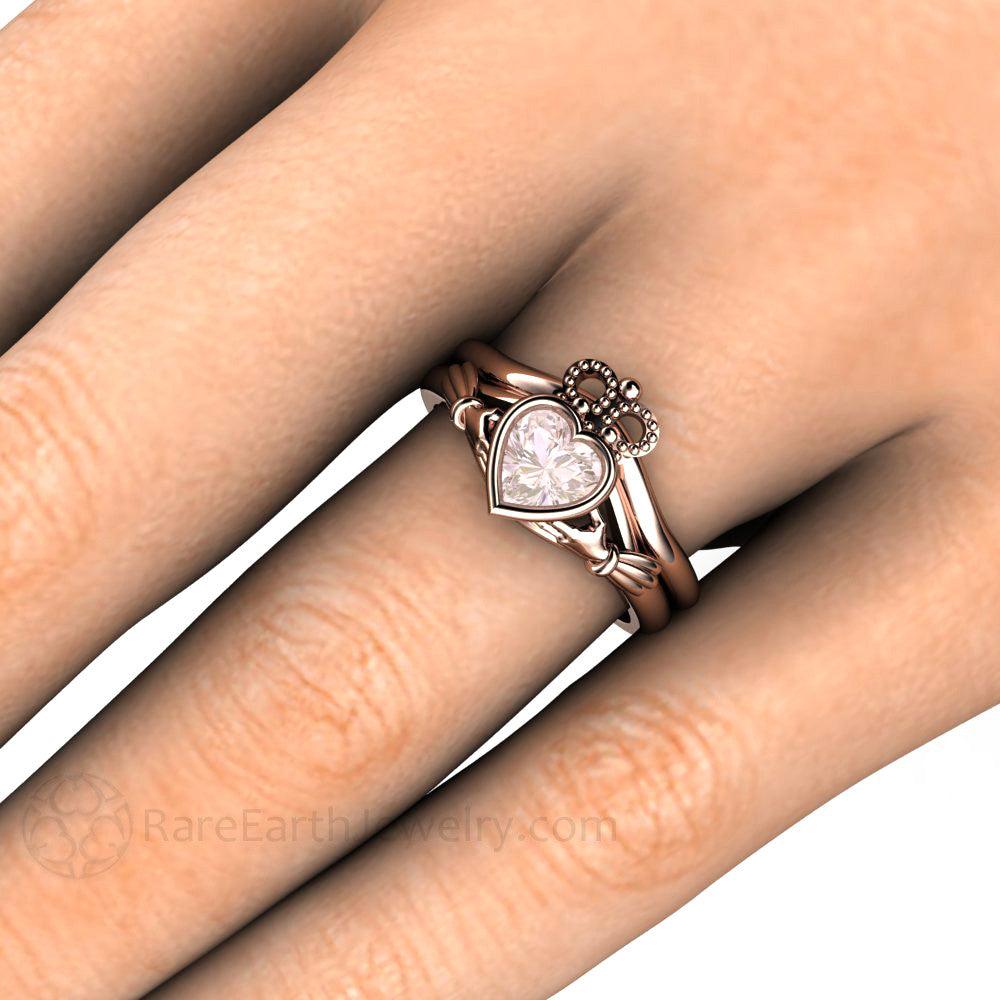 Morganite Claddagh Ring Irish Engagement or Promise Ring