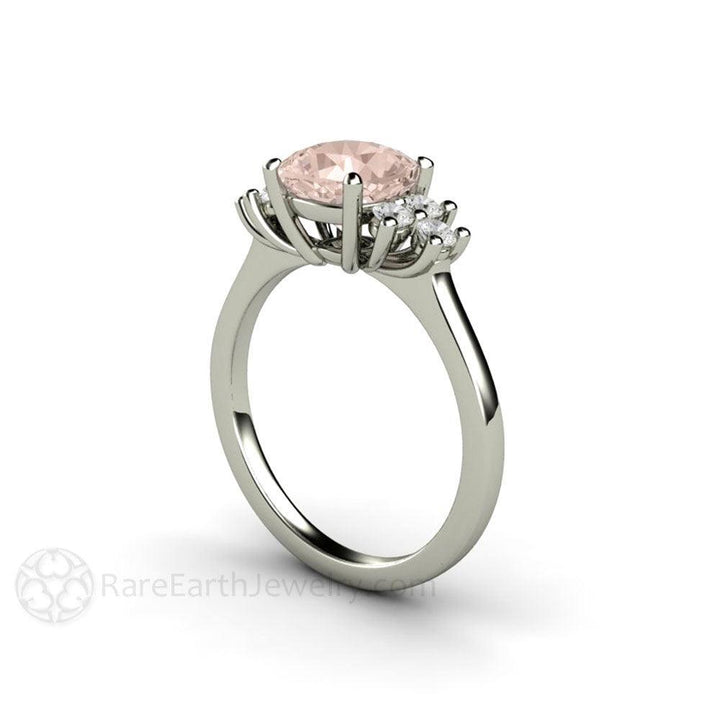 Morganite Cushion Cut Engagement Ring with Diamond Accents - Rare Earth Jewelry