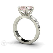 Morganite Engagement Ring Emerald Cut Accented Solitaire with Diamonds Platinum - Rare Earth Jewelry
