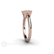 Morganite Ring Cushion Cut Bezel Solitaire Engagement 14K Rose Gold - Engagement Only - Rare Earth Jewelry