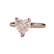 Morganite Ring Heart Cut Solitaire Engagement or Promise Ring 14K Rose Gold - Engagement Only - Rare Earth Jewelry