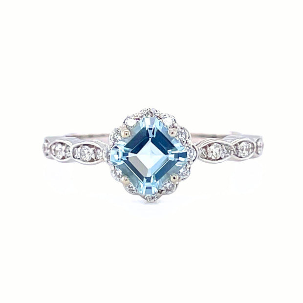 Natural Aquamarine Engagement Ring | Vintage Style Aquamarine Ring ...