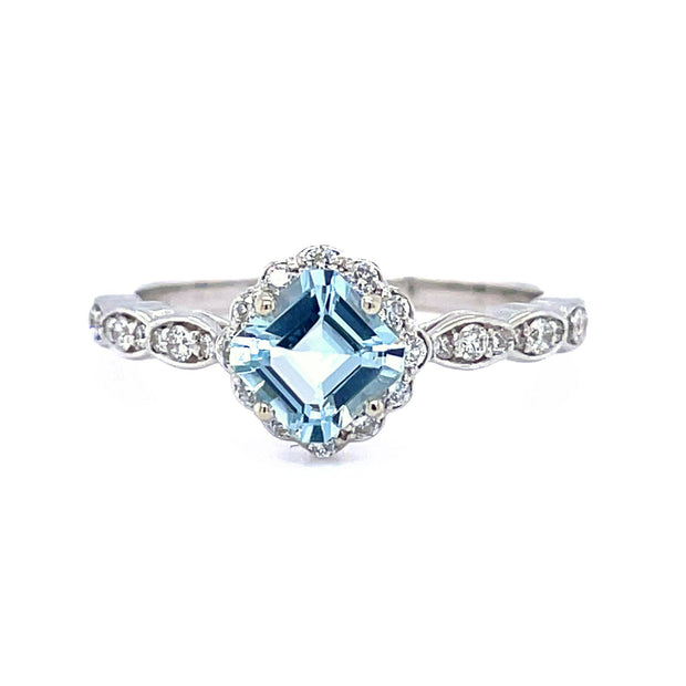Natural Aquamarine Engagement Ring | Vintage Style Aquamarine Ring ...