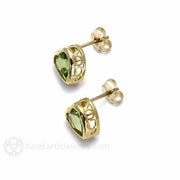 Natural Peridot Stud Earrings August Birthstone in 14K Gold 14K Yellow Gold - Rare Earth Jewelry