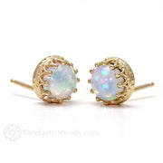 Opal Earrings Crown Design Post Studs October Birthstone 6mm (1.40ctw) - Rare Earth Jewelry