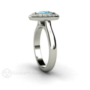 Oval Aquamarine Engagement Ring with Diamonds March Birthstone Platinum - Rare Earth Jewelry