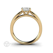 Oval Cut Moissanite Engagement Ring Vintage Solitaire Design with Milgrain 14K Yellow Gold - Engagement Only - Rare Earth Jewelry