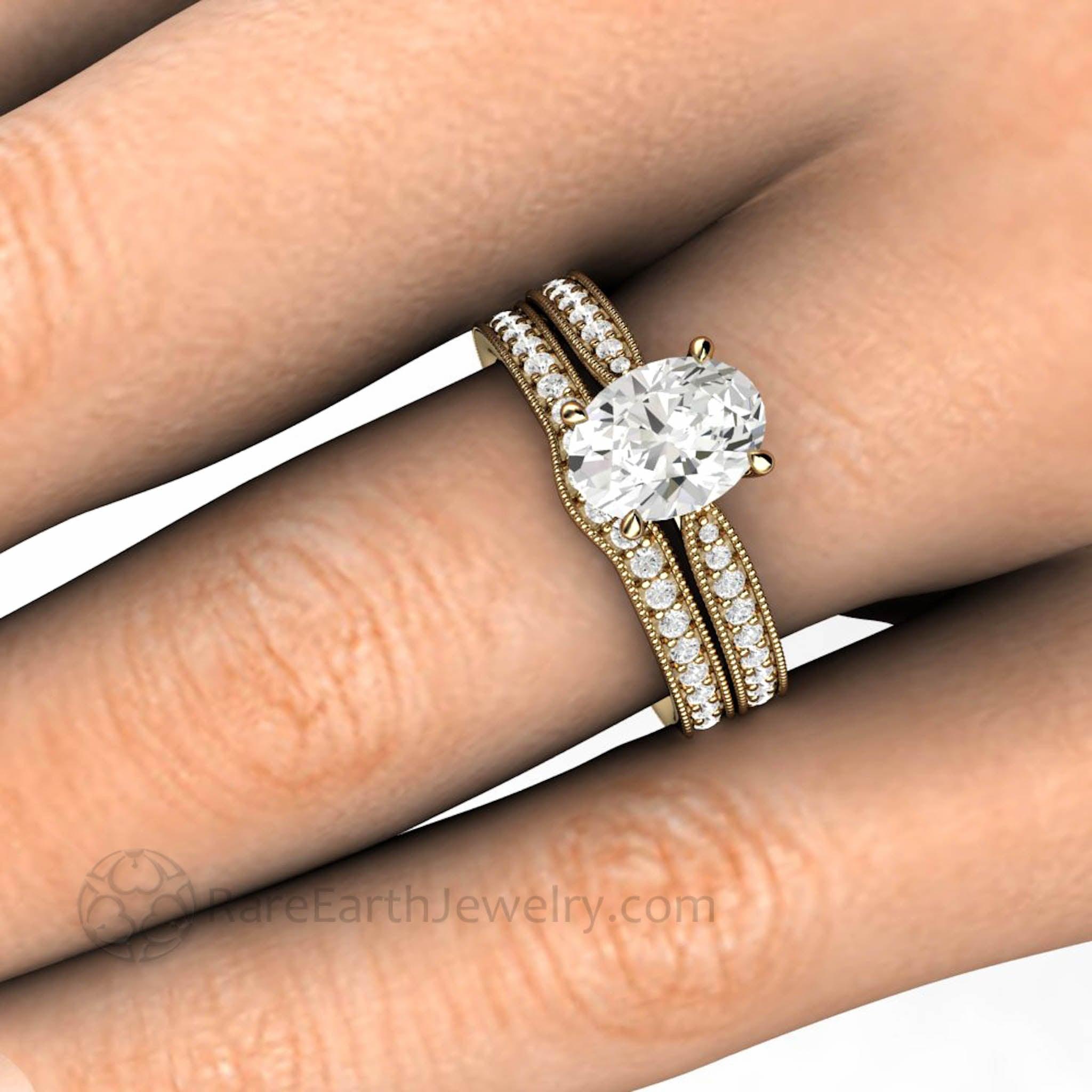 Milgrain moissanite engagement ring hotsell