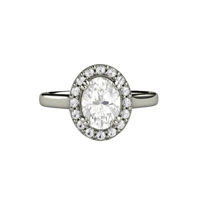 Oval Moissanite Engagement Ring Diamond Halo with Eco Friendly Classic Design from Rare Earth Jewelry