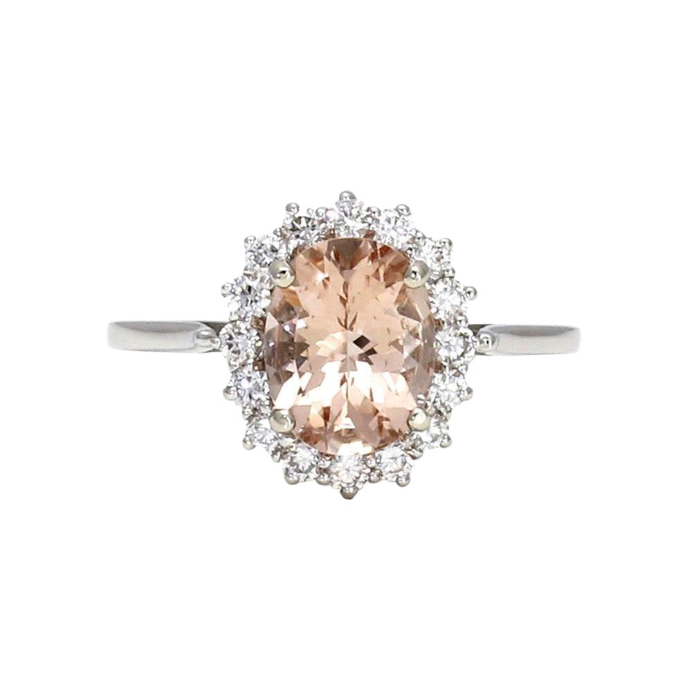 3.40 CT Oval Peach Morganite Diamond Engagement 18kt Solid Rose Gold R –  Archariel