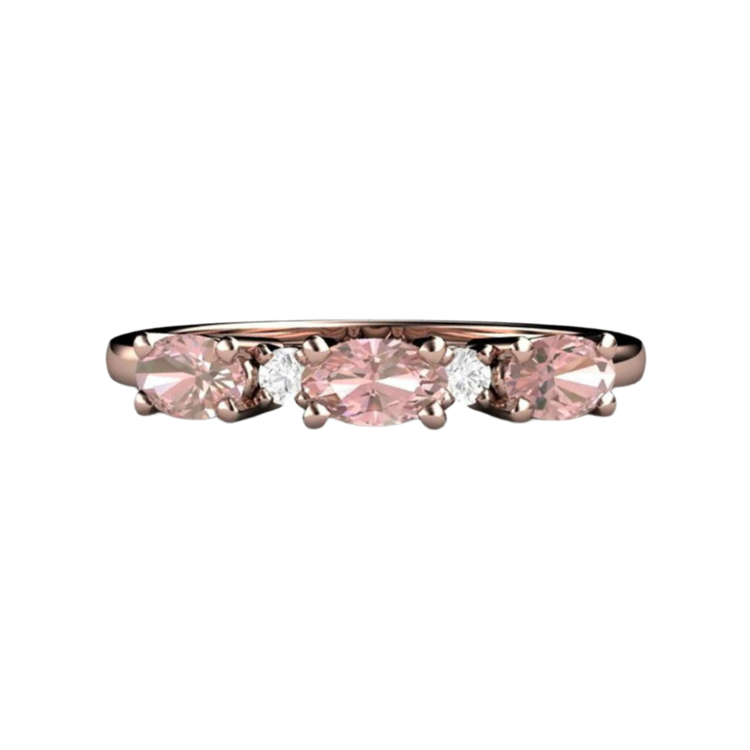 Pink Tourmaline Ring, October Birthstone Ring,  Anniversary Band with Diamonds | Rare Earth Jewelry