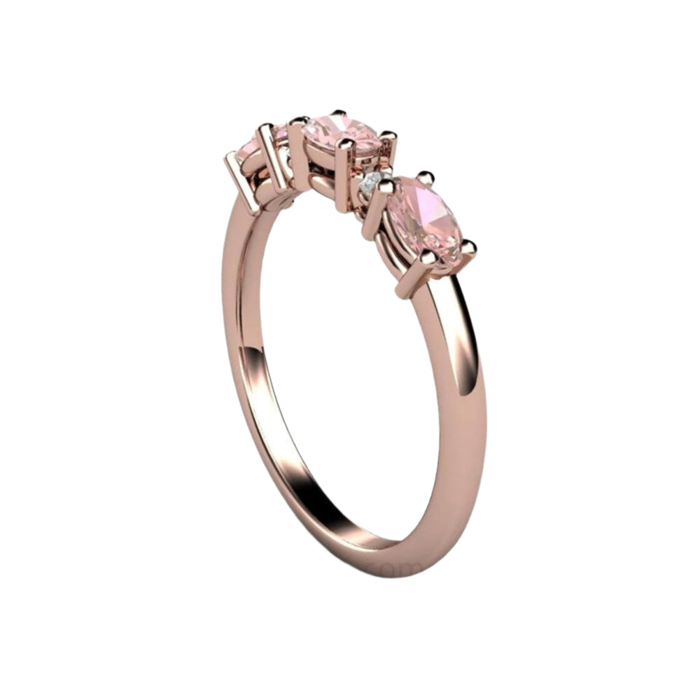 Pink Tourmaline Ring Anniversary Band with Diamonds, Rare Earth Jewelry