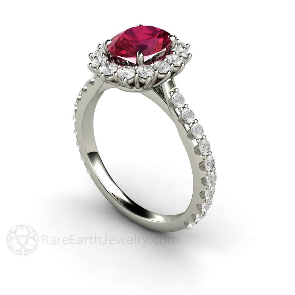 Oval Ruby Ring Ruby Engagement Ring Pave Diamond Cluster - Rare Earth ...