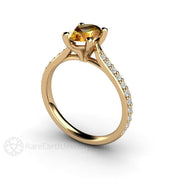 Oval Solitaire Yellow Sapphire Engagement Ring with Diamonds 18K Yellow Gold - Rare Earth Jewelry